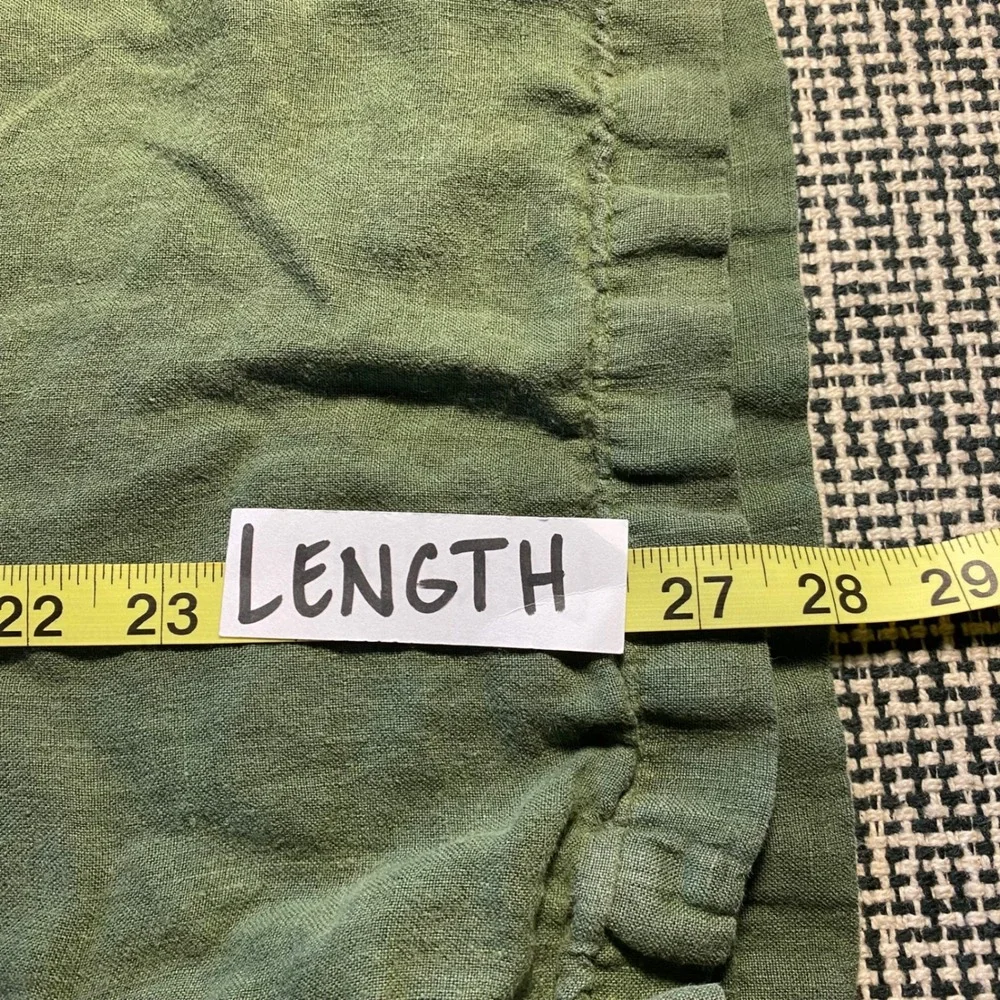 J. Crew 100% Linen Shirt Gorpcore Coastal Casual Mens Large Olive Green pockets
